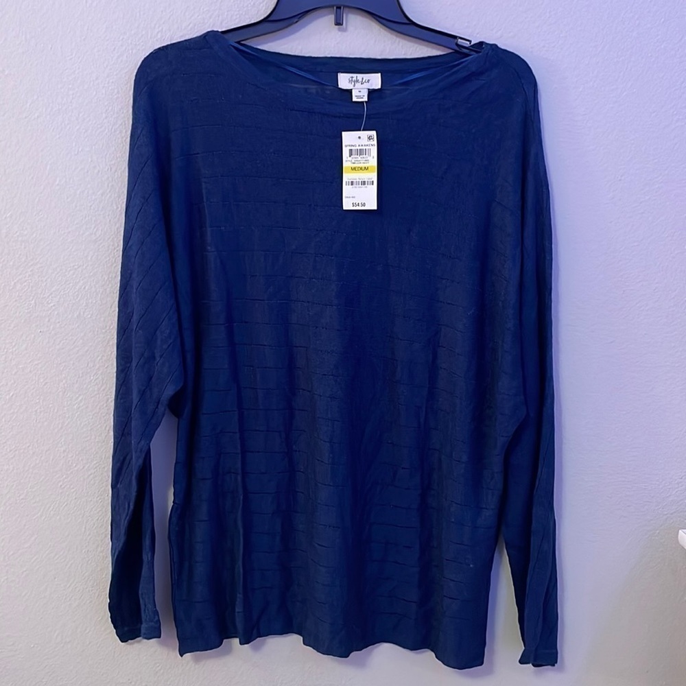 𝅺STYLE & Co Women’s Blue Blouse Size Medium - Picture 4 of 7
